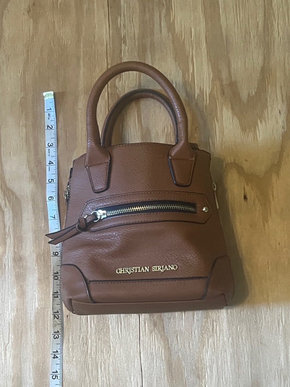 Christian Siriano Brown Pebbled Leather Top-Handle Satchel